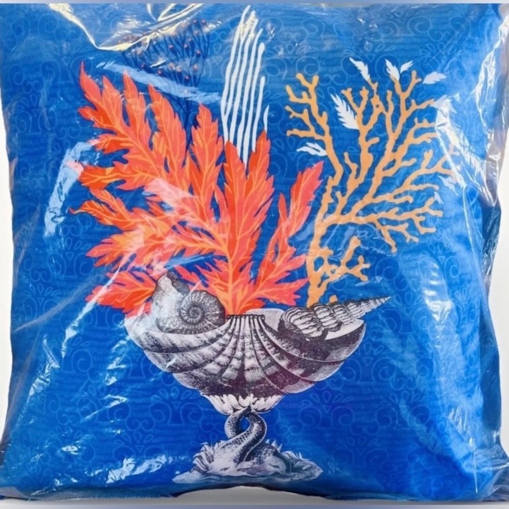 Fragonard Parfumeur Home Accent Pillow-Vibrant Coastal Coral Theme-NEW IN BAG